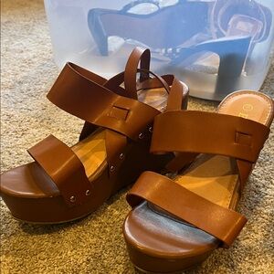 Brown Strappy Platform Sandals